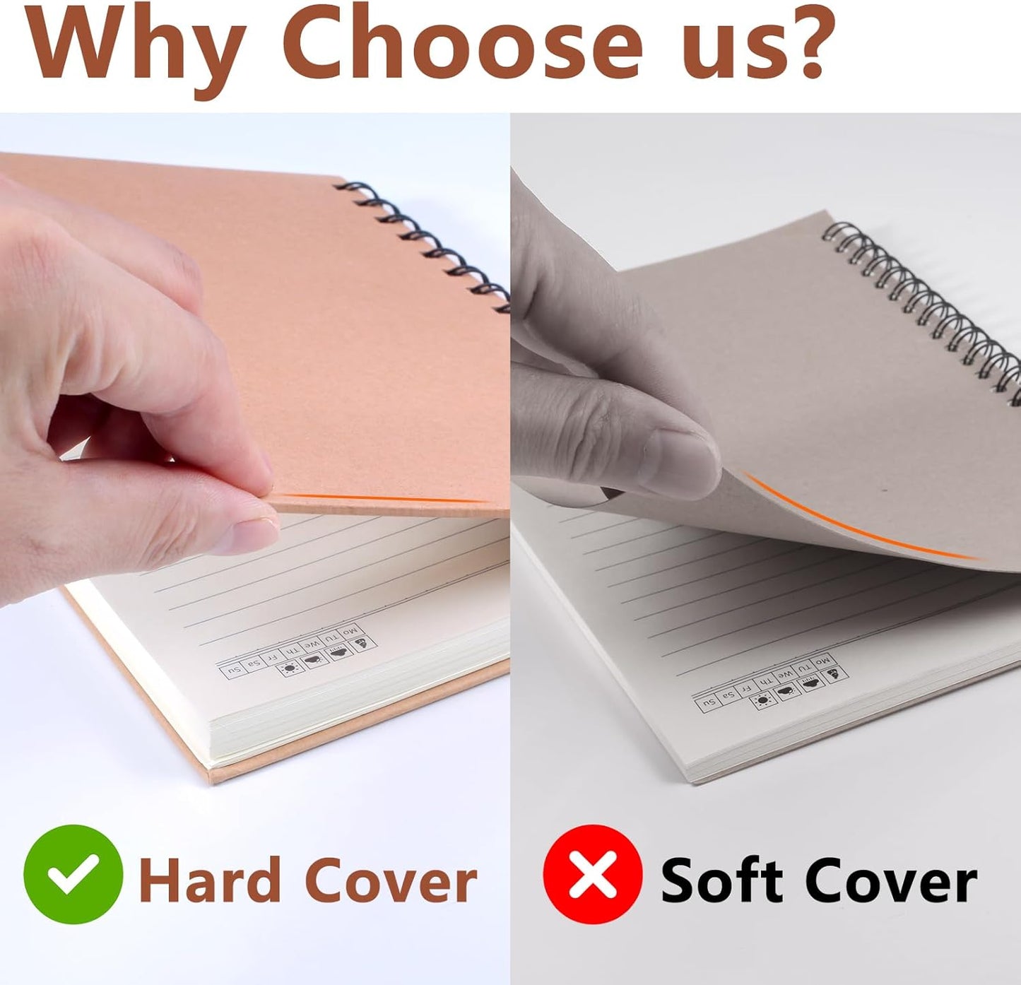 6 Pack Spiral Notebooks 5.83"x8.27", 200 Pages A5 Spiral Notebook Journal, with Kraft Hard Cover, Ruled Lined Paper, for Work, School, College Students, Gifts