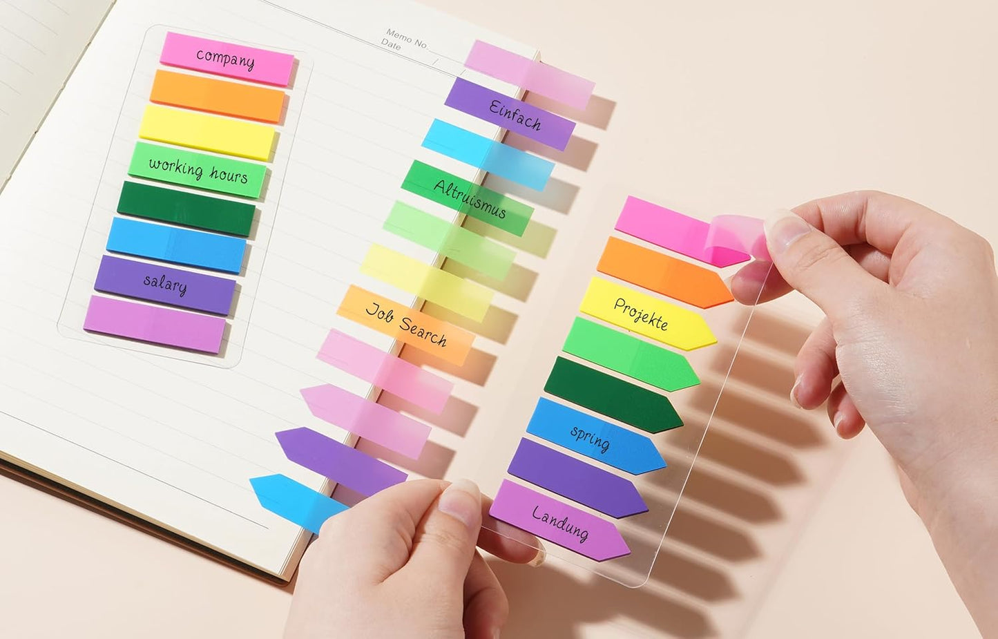 (2000 Pcs) Page Markers Bright Sticky Tabs, Translucent Small Sticky Notes Flags and Arrow Flags, Fluorescent Index Tab Stickers for Notebooks [8 Colors, 10 Sets]