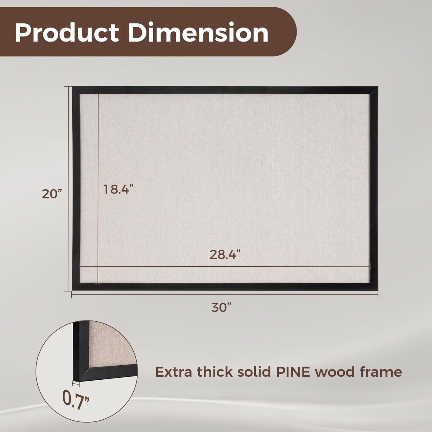 Fun Memories Cork Board Bulletin Board for Office, 20" x 30" Pine Wooden Framed Corkboard, Wall Mounted Notice Pin Board for School Home & Office, Black