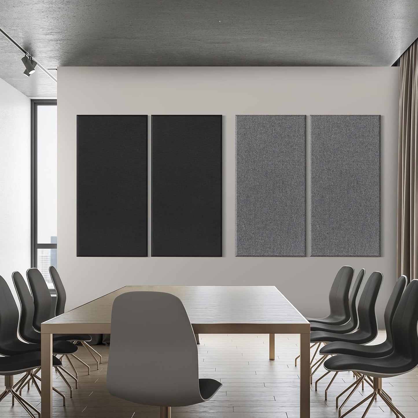 2” Thick Acoustic Panels with Hanging Hardware, 2 PCS 47.2” x 23.6” Fiberglass Sound Absorbing Panels for Home Theater Church Office Wall,Heather Grey