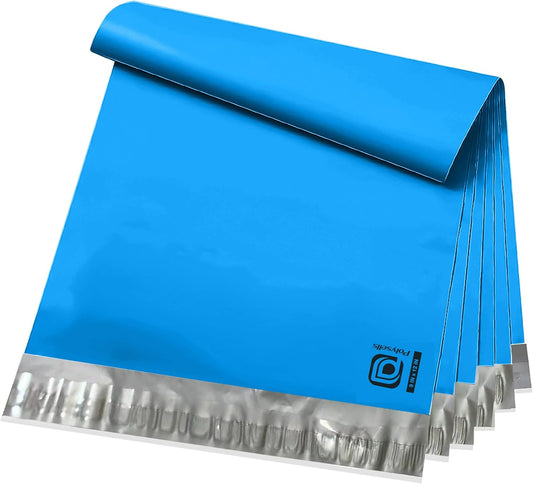 POLYSELLS 100 pcs 9x12 Inches Blue Poly Mailers Shipping Envelopes, Strong Adhesive Sealing, Waterproof, and Tear-resistant Postal Mailing Bags for Clothing, Books, and Accessories
