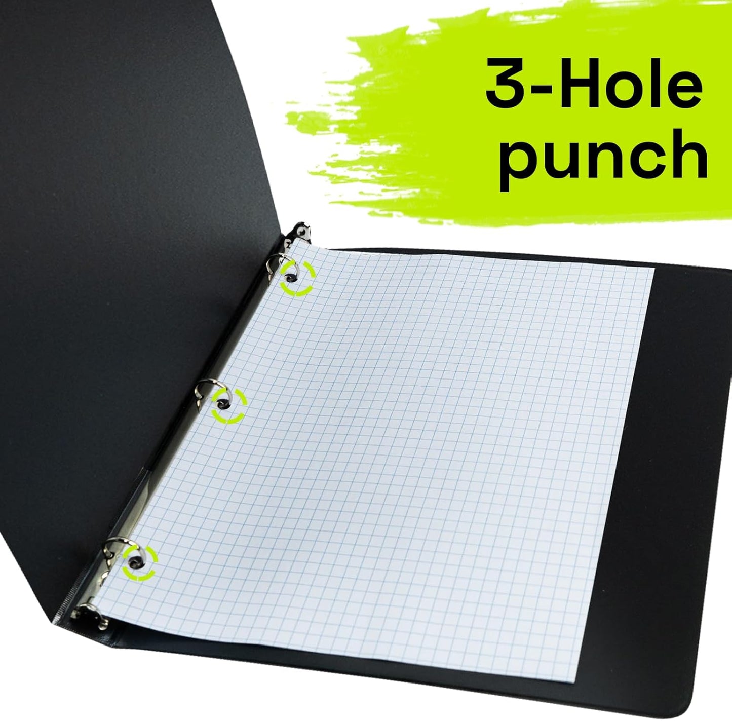 Spiral Notebook for School 3 Pack, 1 Subject, 4x4 Graph Ruled Paper, 100 Sheets, 9" x 11", 1 Divider with Pocket, 3 Hole Punched, Plastic Cover, 1/4" Grid Graphing Note Book Bulk,Midnight Green