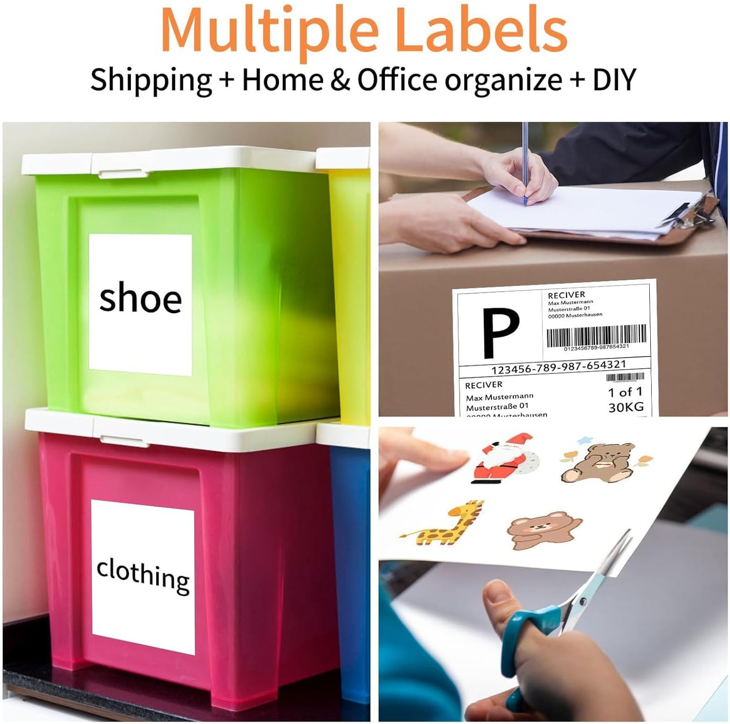 8.5" x 11" Sticker Paper for Inkjet Printers - 600 Sheets Full Sheet Shipping Labels Printable Full Page Labels 8.5×11 White Sticker Paper for Laser Printing - Matte