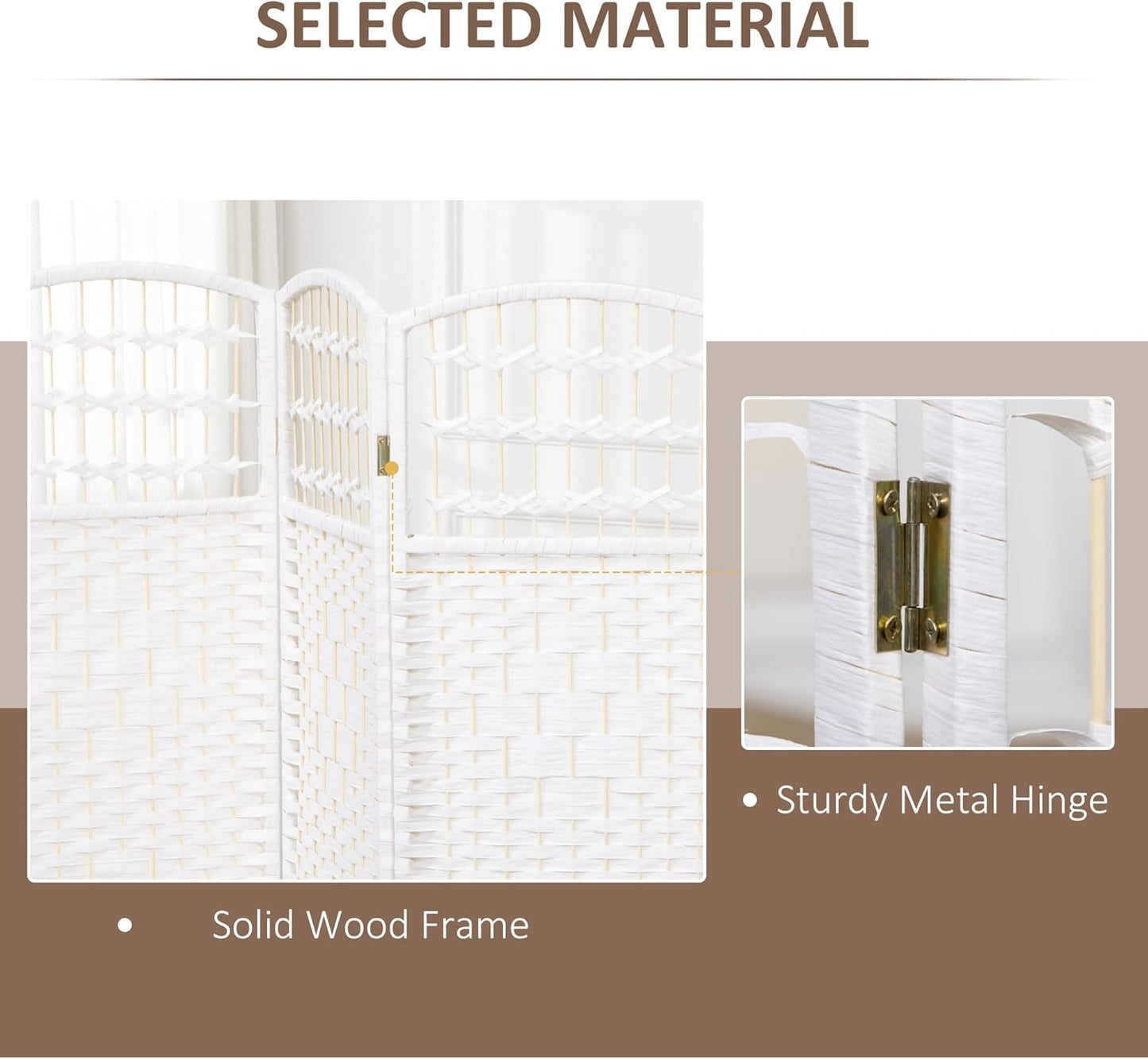 HOMCOM 3 Panel Room Divider, Folding Privacy Screen, 5.6' Room Separator, Wave Fiber Freestanding Partition Wall Divider, White