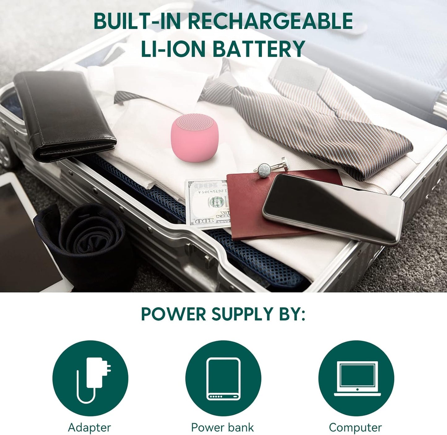 Babelio White Noise Sound Machine for Adults Kids Baby, Mini, 15 Non-looping Sounds, Timer, Memory Function, Easy to Pocket and Travel Pink