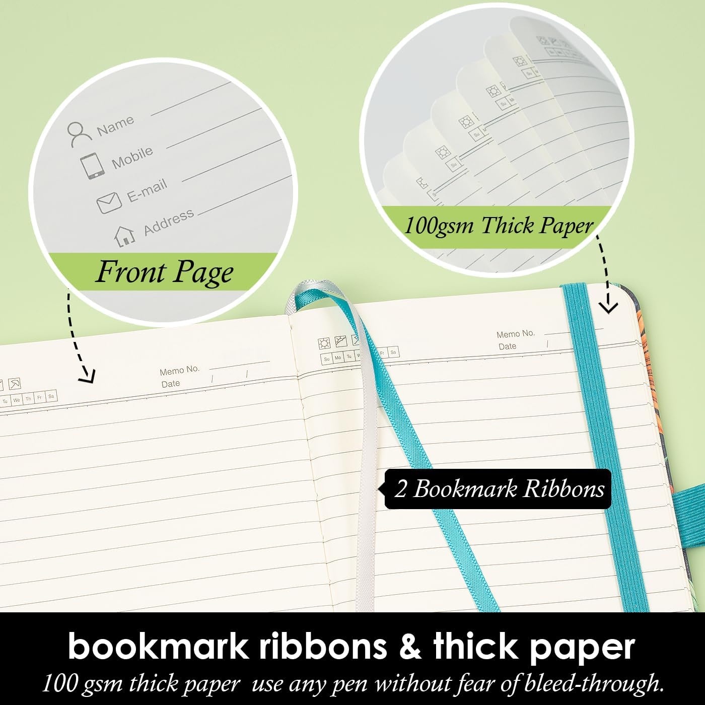 3 Pack Pocket Journal Notebook, Aesthetic Mini Small Notebook with Pen, Floral Print Cover, A6 (3.7" x 5.7"), 100GSM Lined Paper, Notepad for Girls/Kids/Women Note Taking Writing