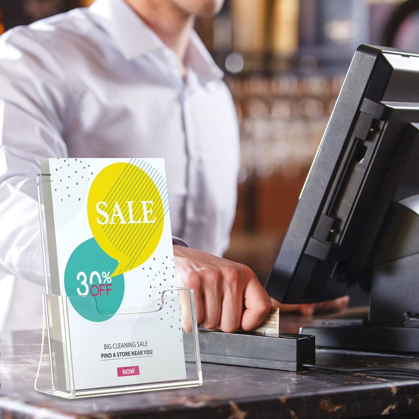 HIIMIEI Brochure Holder 8.5 x 5.5 inches, Acrylic Flyer Holder with 2 Pack, Plastic Stands for Displaying Magazines, Pamphlets, Literature, Brochures, Booklets, Menu