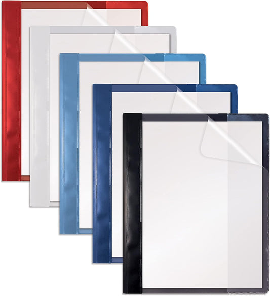 Better Office Products Ultra Durable Clear Front Report Covers, 25 Per Box, Letter Size, Assorted Colors, Poly Back Cover, with Fasteners, Lay Flat, Box of 25