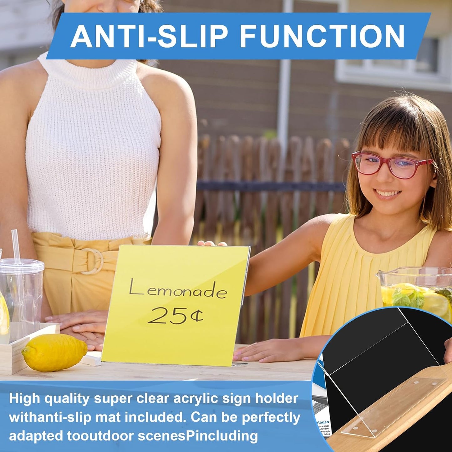 EHWINE 3 Pack 8.5 x 11 Acrylic Sign Holder Horizontal, Clear Plastic Signs Display Stand, Slanted Back Paper Holder Stand up Table Top Sign Holders Flyer Stand Frames for Office Business Store