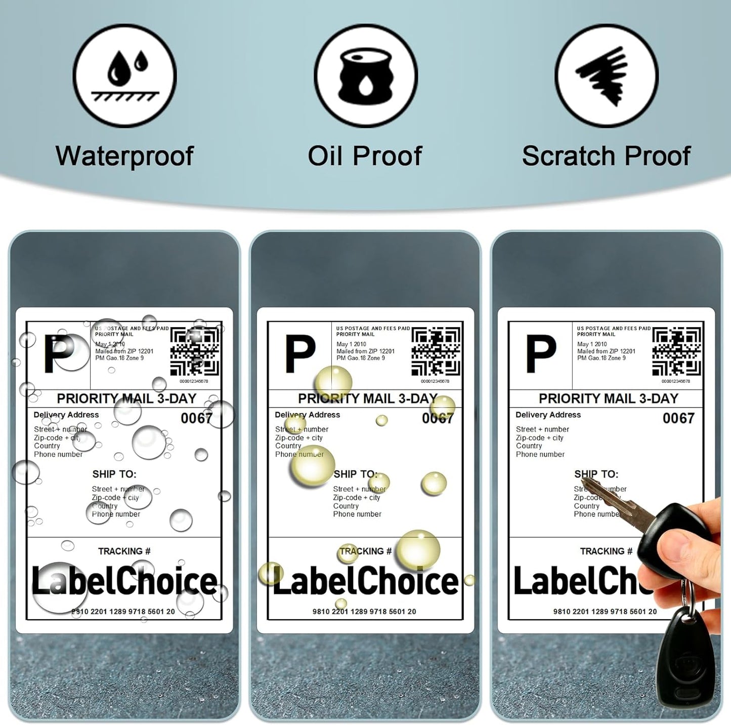 8 Rolls 450 Pcs 4x6 3-Proof Direct Thermal Shipping Labels Compatible with Zebra 2844 Zp-450 Zp-505 Zp-500, LabelChoice 3600 Labels 1" Core Permanent Adhesive Sticker Labels for Rollo, MUNBYN Printer