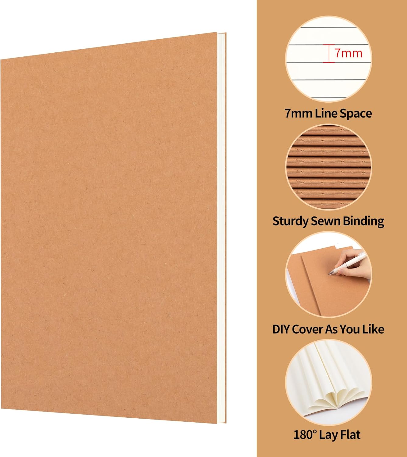 24 Pack A5 Ruled Lined Kraft Notebooks Bulk, Journaling Notebooks, A5 Lined College Ruled Notebook, 8.3x5.5 Inches 60 Pages Travel Journal Notebooks Set for Work, School, Student, Kids, Writing