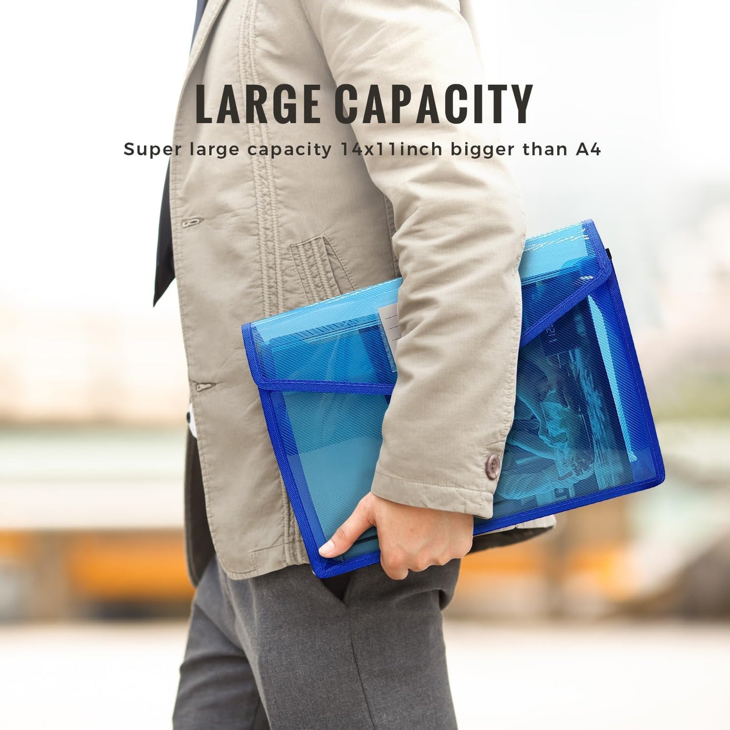 Plastic Expanding File Folder,Envelope Folders for Documents, File Folder Organizer Holder with Snap Closure,Waterproof Transparent File Folder,Large Capacity, Fit Letter/A4 Size (Multicolor-6 Pack)