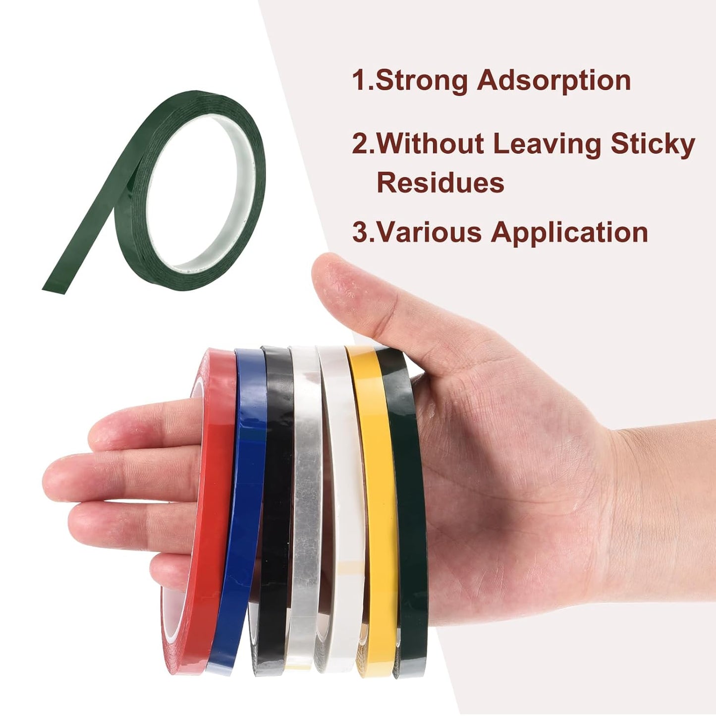 MECCANIXITY 10 Rolls Whiteboard Tape Graphic Chart Tape 15mm 54.7 Yard Art Tape Thin Self-Adhesive Pinstripe Tape Masking Tape for Gift Wrapping Craft Supplies, Green