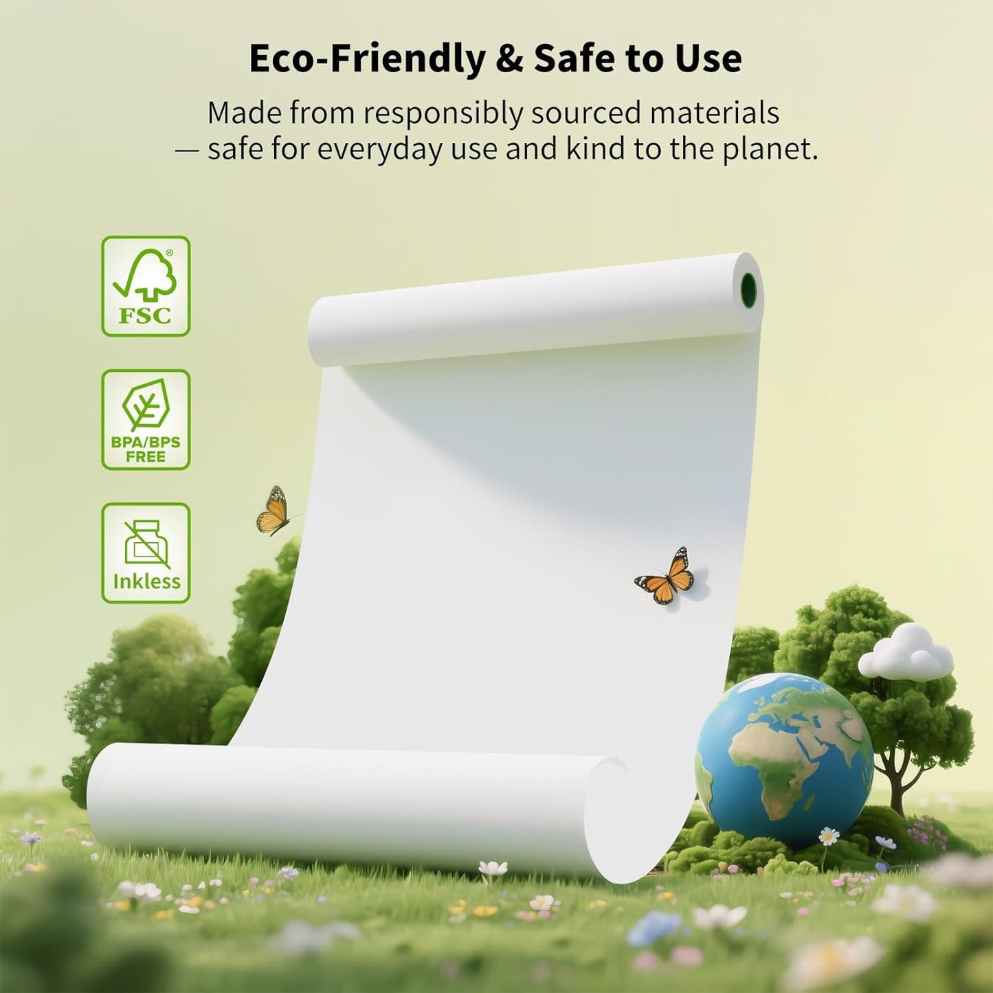 Thermal Printer Paper 8.5''x11'' US Letter Size, 4 rolls, 100 sheets, Thermal Paper Quick-Dry, Advanced Clear Printing, Compatible with Gloryang & JADENS PD-A4 Thermal Printer