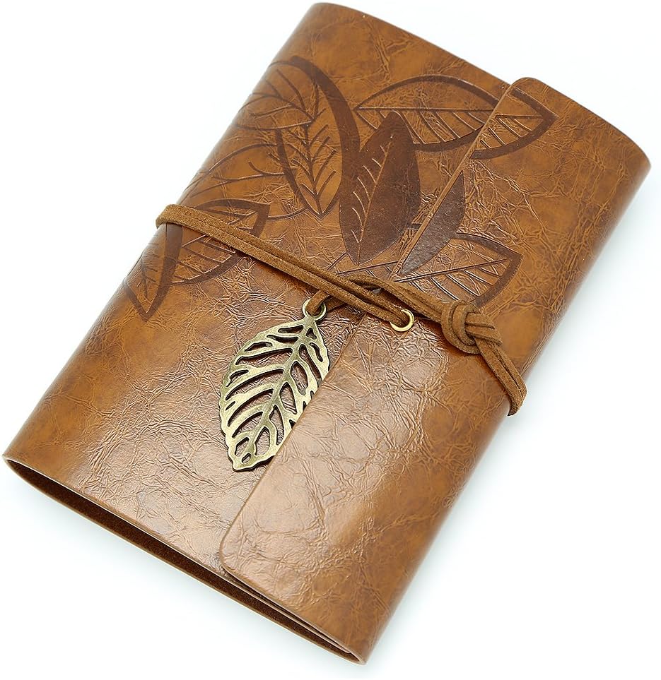 EvZ 7 Inches Vintage Dark Brown PU Leather Cover Loose Leaf Blank Notebook Journal Diary Gift