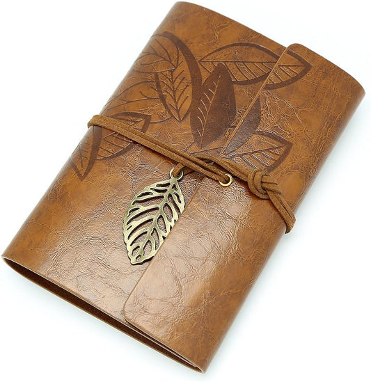 EvZ 7 Inches Vintage Dark Brown PU Leather Cover Loose Leaf Blank Notebook Journal Diary Gift