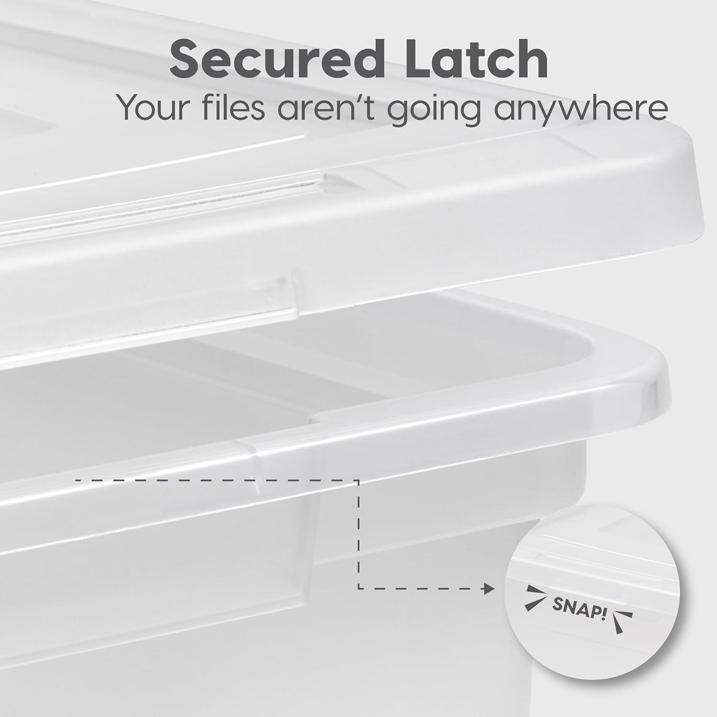 IRIS USA File Box, Plastic File Organizer with Lids for Letter/Legal File, Portable Document Box For Moving, Storage Bin with Durable and Secure Lid, Stackable Nestable BPA-Free, Pearl 35 Qt. 4 Pack