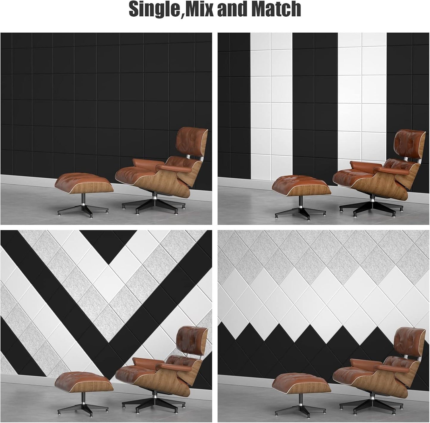 Sonicism 22 Pack Acoustic Wall Panels with Self-Adhesive, 12" X 12" X 0.4" Sound Proof Foam Panels, Decorative Soundproof Wall Panels, Sound Proof Absorbing Tiles for Home & Offices, Black