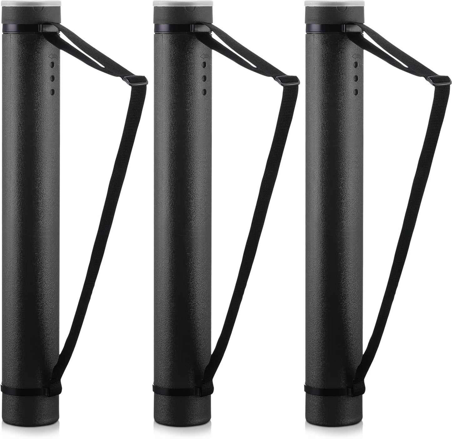 3 Pcs Extendable Poster Tubes Plastic Poster Document Storage Tube with Carrying Strap 24-40 Inch Expanding Blueprint Holder Telescoping Tube with Cap Waterproof Art Poster Tubes (Black)