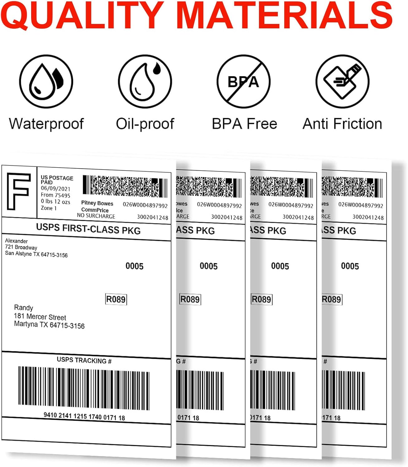 Direct Thermal Labels 4x6-450 Labels/Roll, Thermal Shipping Labels for Zebra 2844 ZP-450 ZP-500 ZP-505,2 Rolls,900 Labels(NOT for DYMO)