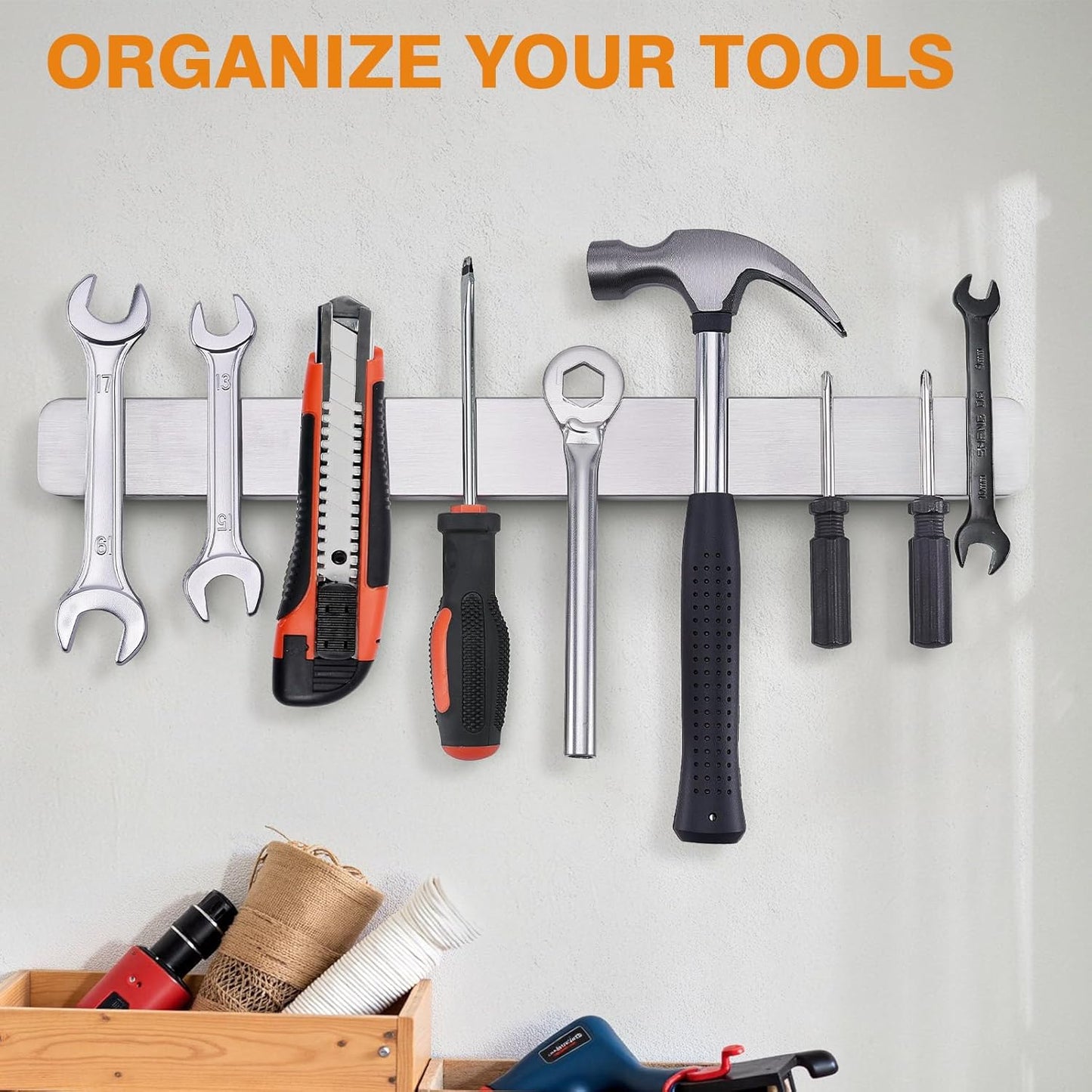 ENOKING 16 Inch Magnetic Knife Holder, 304 Stainless Steel Knife Magnetic Strip for Wall, Refrigerator, RV Kitchen, Knife Rack for Utensil Storage, Gray