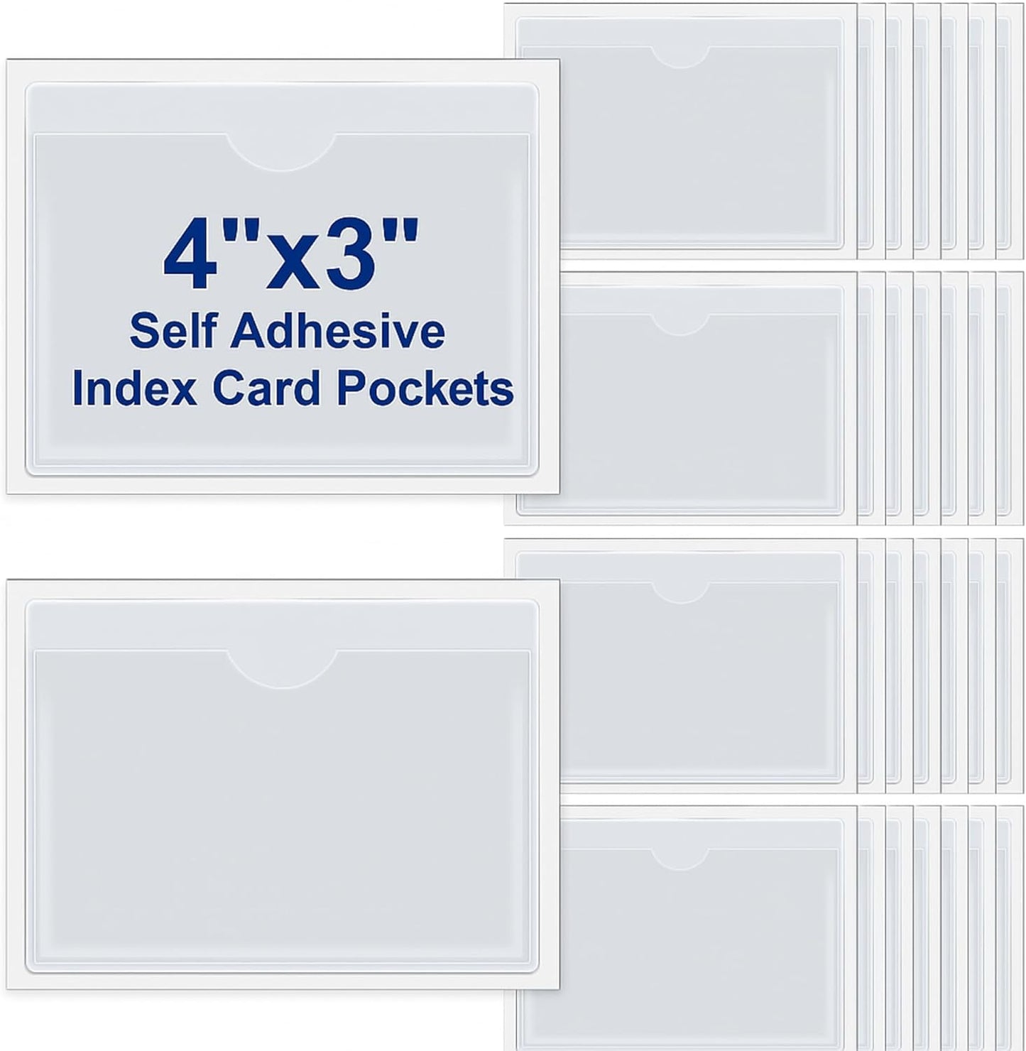 Chinco 30 Pcs Self Adhesive Pockets, Bin Labels for Storage Bins, Clear Pocket Label Sleeves, Plastic Index Card Holder with Top Open for Organizing Bins Box Drawer(4 x 3 Inch)