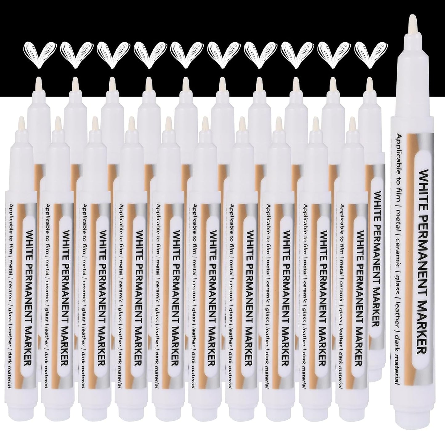 Goldge 40 Pack White Acrylic Paint Markers Set | White Paint Pen for Metal, Glass, Wood, Canvas, Stone, Ceramic | Quick-Drying, Waterproof, Multi-Surface DIY Art & Crafts