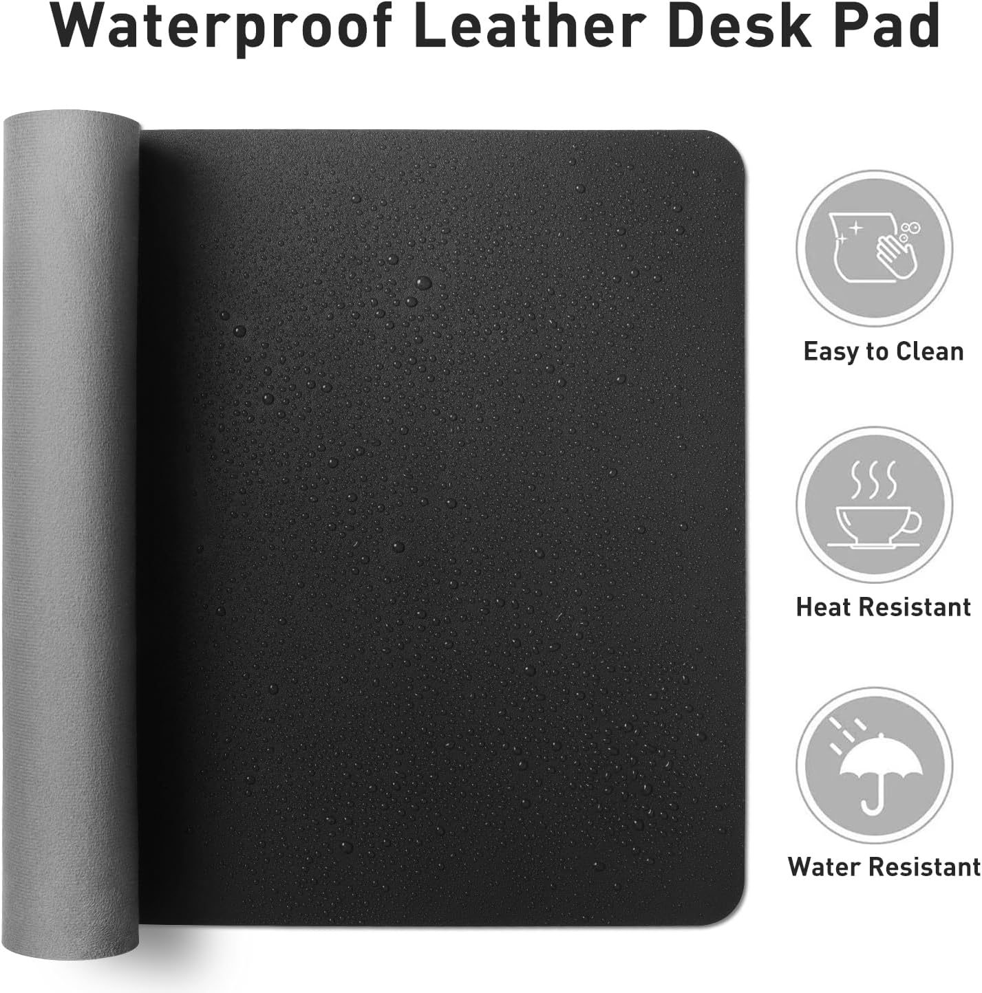 Aothia Leather Desk Pad Protector, Mouse Pad, Office Desk Mat, Non-Slip PU Leather Desk Blotter, Laptop Desk Pad, Waterproof Desk Writing Pad for Office and Home (Black,23.6" x 13.7")