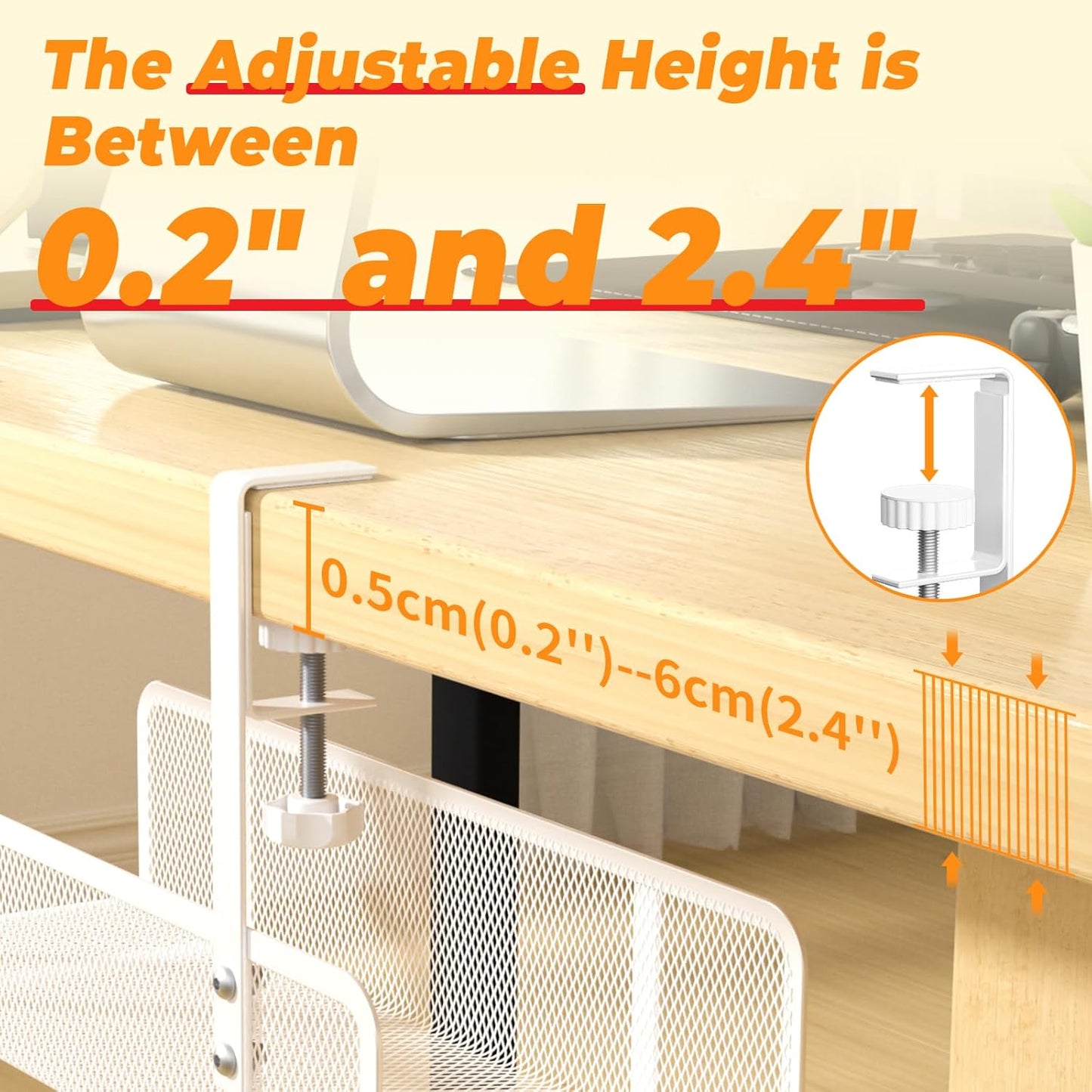 Under Desk Cable Management Tray, Wire Management Desk Cable Organizer Cable Management Box, Cord Organizer Under Desk Storage Cable Raceways for Office, Home - No Damage to Desk No Drill