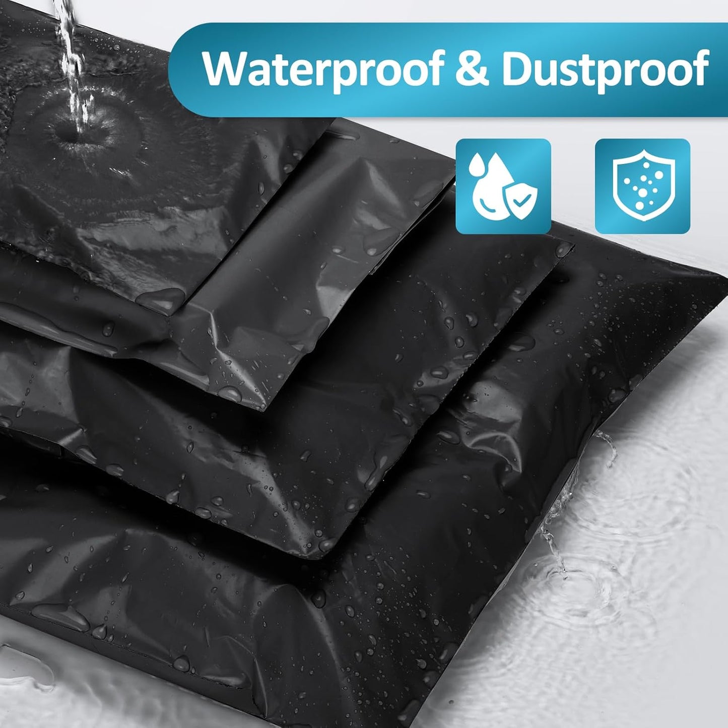 UCGOU 100 Pack Black Poly Mailers Variety Size Pack, 10x13 Inch & 12x15.5 Inch & 14.5x19 Inch &19x24 Inch, 25 PCS Each Shipping Bag, Self-sealing Adhesive Mailers Assorted Sizes for Small Business