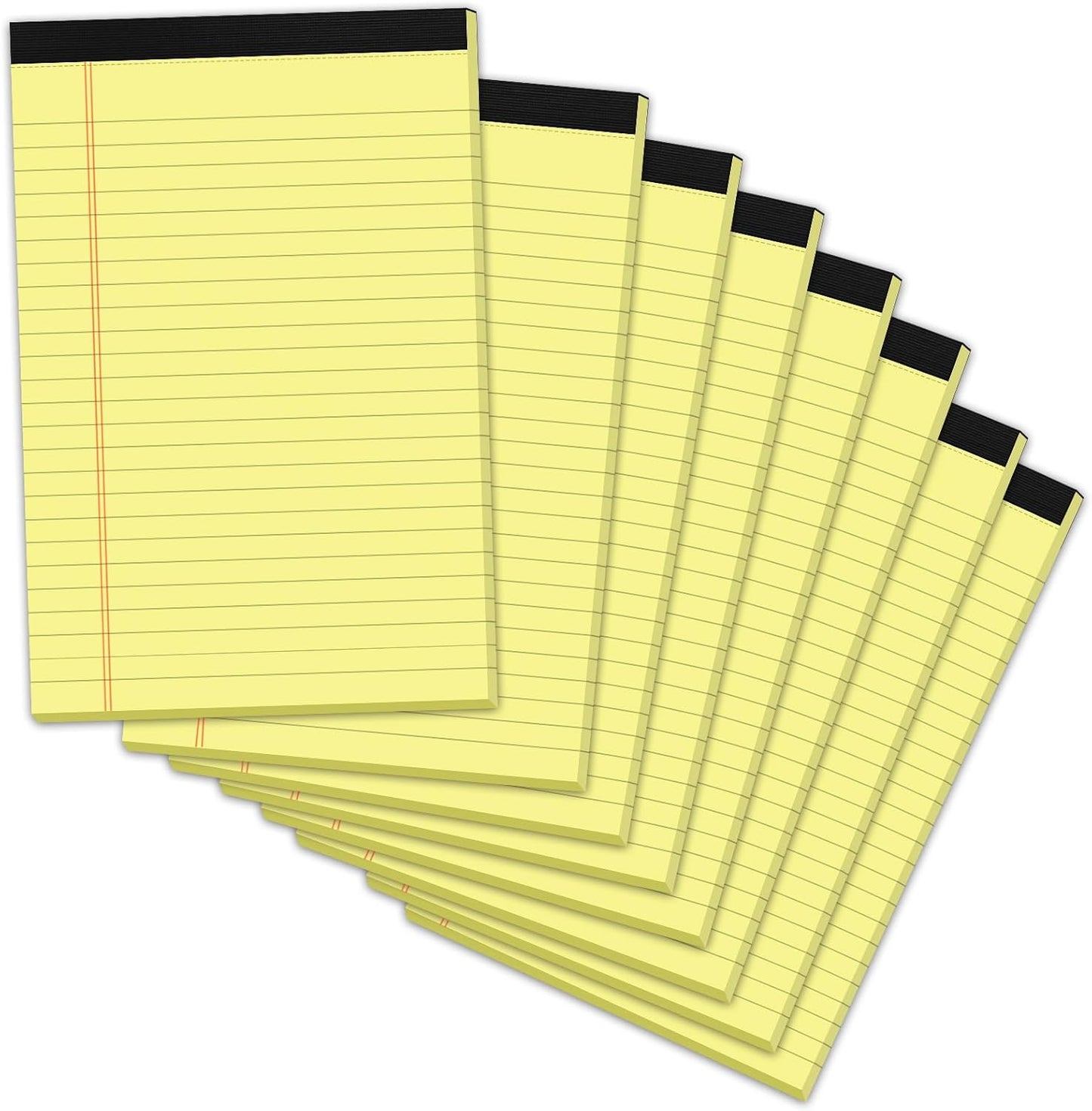 8 Pack Yellow Legal Pads 5x8 Small Note Pads 240 Sheets Perforated Yellow Pads Paper Narrow Ruled Writing Pad 80gsm Premium Thick Paper College Ruled Legal Notepads for Students, Office, Business