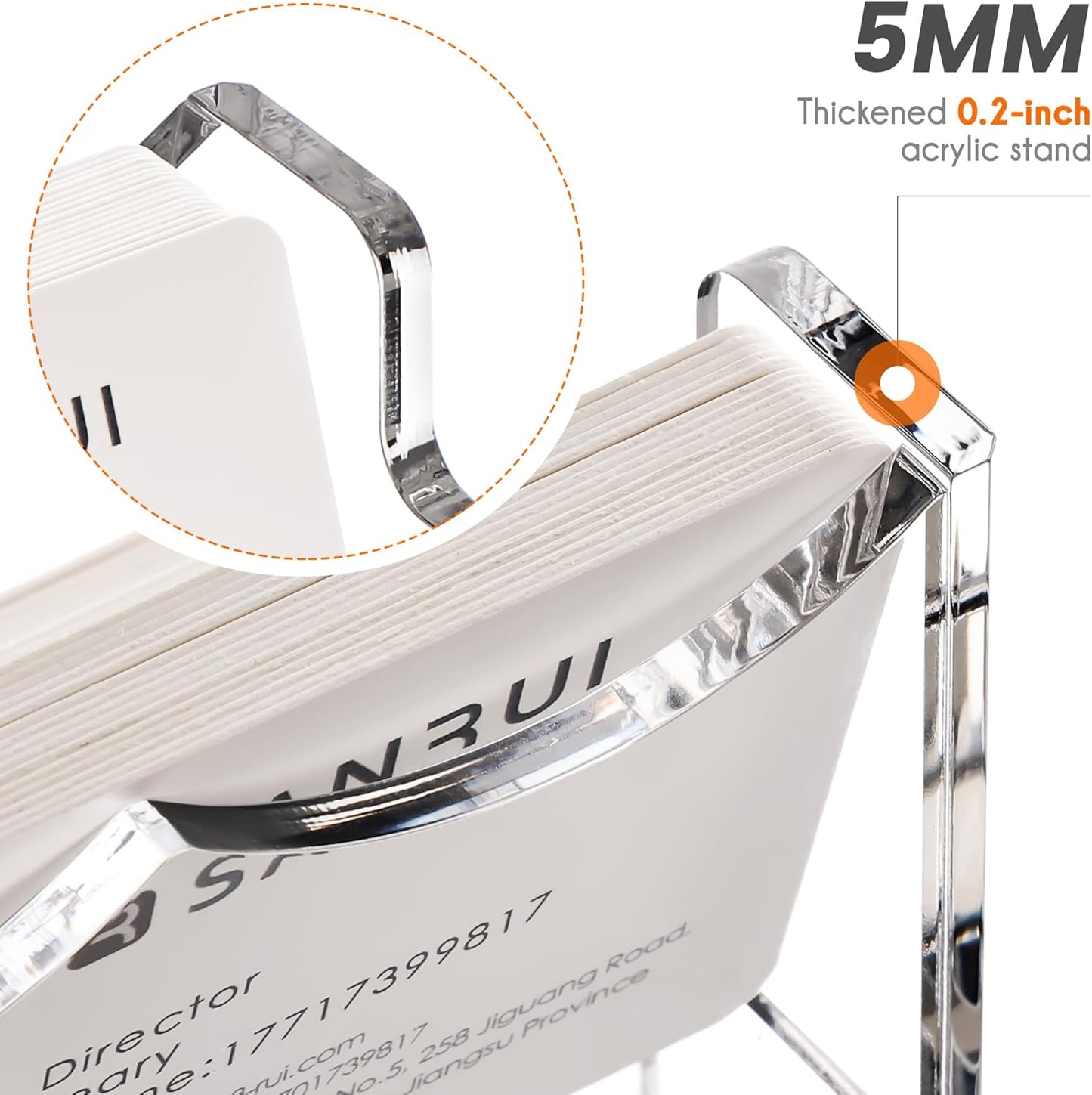 YUXUN Business Card Holder Display for Desk,Clear Acrylic Cards Stand for Men and Women,6 Slots 3 Tier Multiple Business Card Organizer (6slots)…