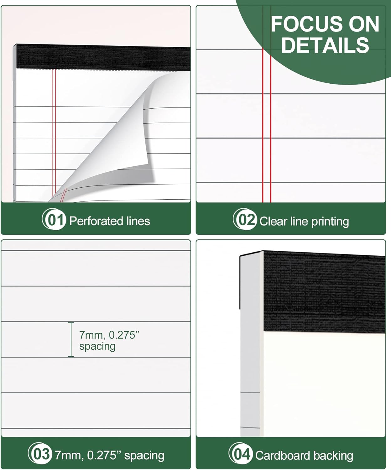 8 Pack Note Pads 4x6 Inch, White Mini Legal Pads, Small Writing Pads, Notepads of College Ruled Paper, Lined Paper Pads, Scratch Pads Mini Notepad for Grocery List, To-Do List, 30 Sheet/Notepad