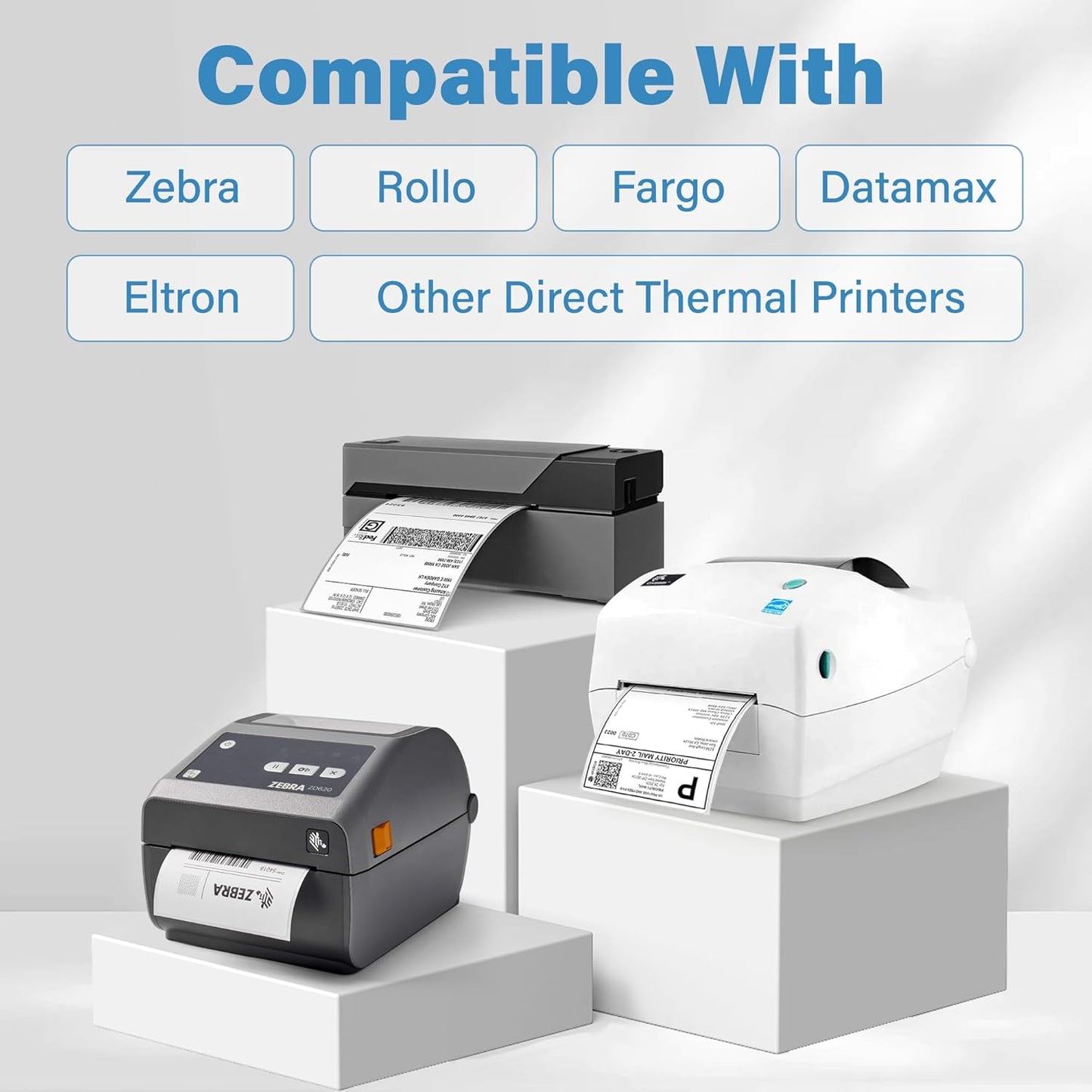 LotFancy 4x6 Thermal Labels, 500 Shipping Labels with Perforation, Permanent Adhesive, White Mailing Label Stickers, Compatible with Rollo, Zebra Thermal Printers