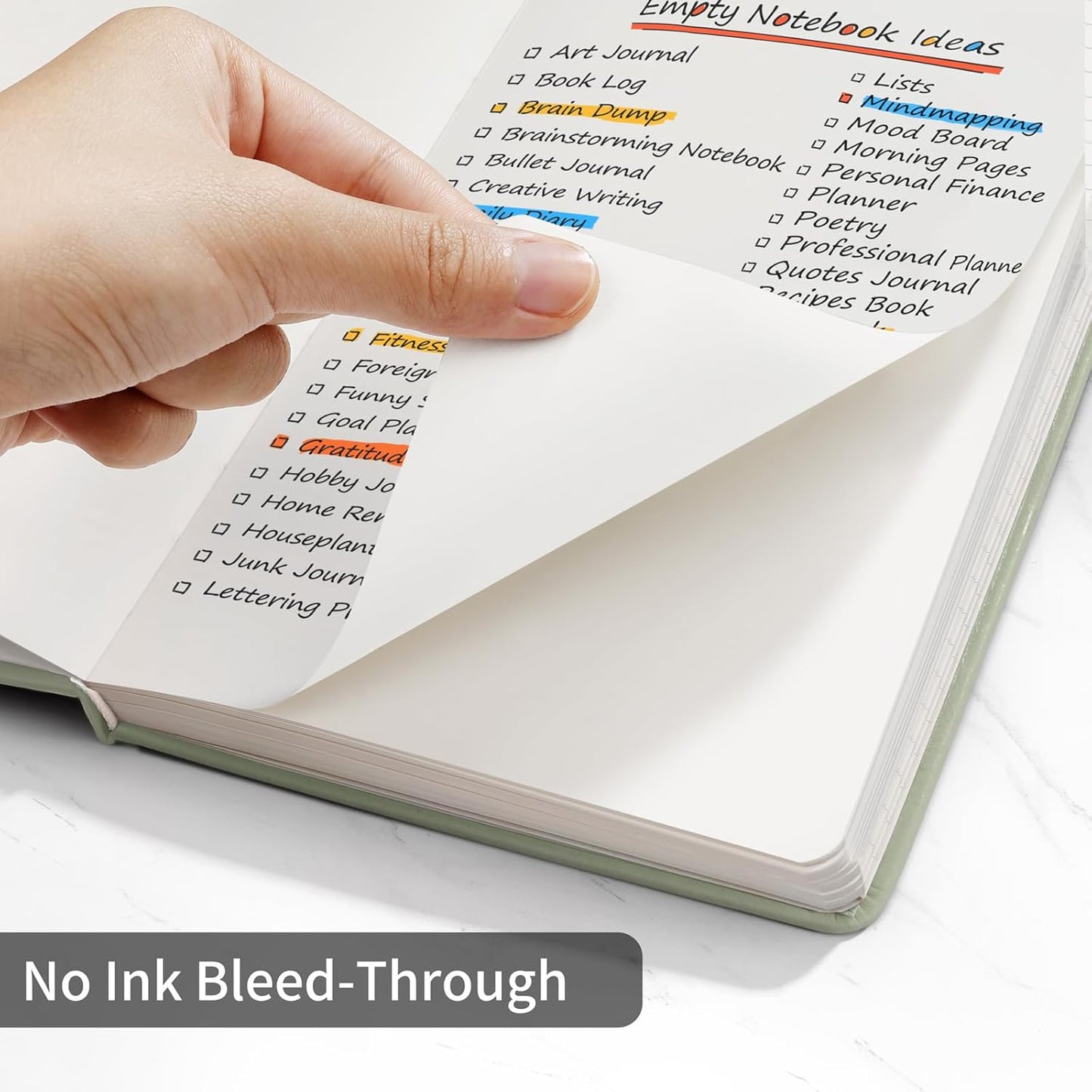 Annecy Blank Journal Notebook, Medium 5.5x 8.25, 160 Pages 100GSM Writing Paper, A5 Grey Green Faux Leather Cover with Pen Loop