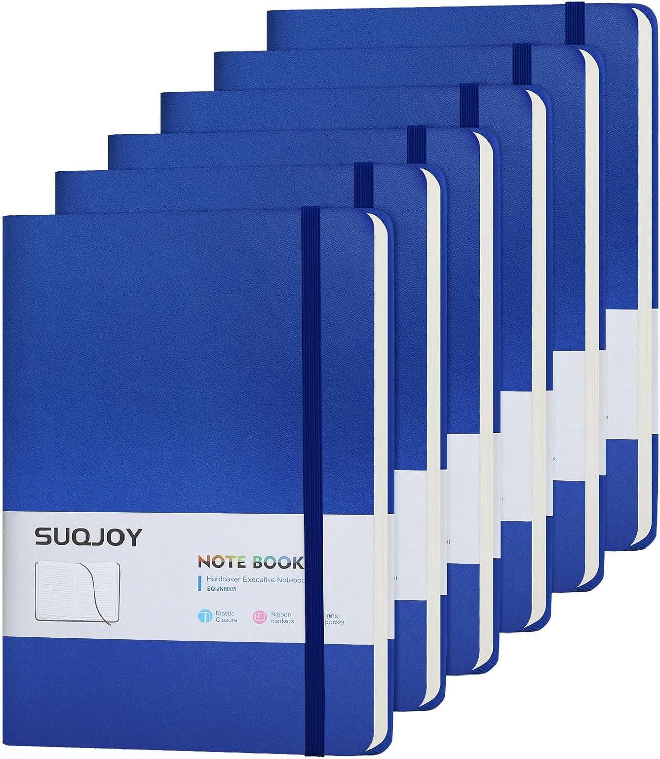 Lined Journal Notebooks, 160 Pages, 5.5x 8.2-Inch Journals for Women Men, Hardcover Notebook with 100 gsm Thick Paper, A5 Size College Ruled Notebook for Writing/Travel/Work (Blue, 6 Pack)