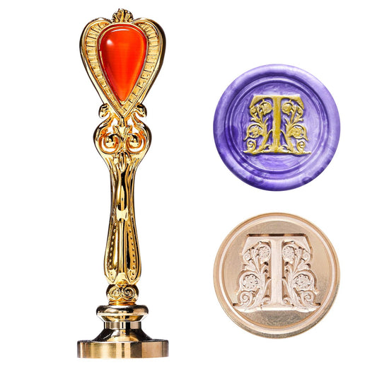 Lucky Goddness Alphabet Brass Wax Stamp, T Letter Sealing Wax Stamp