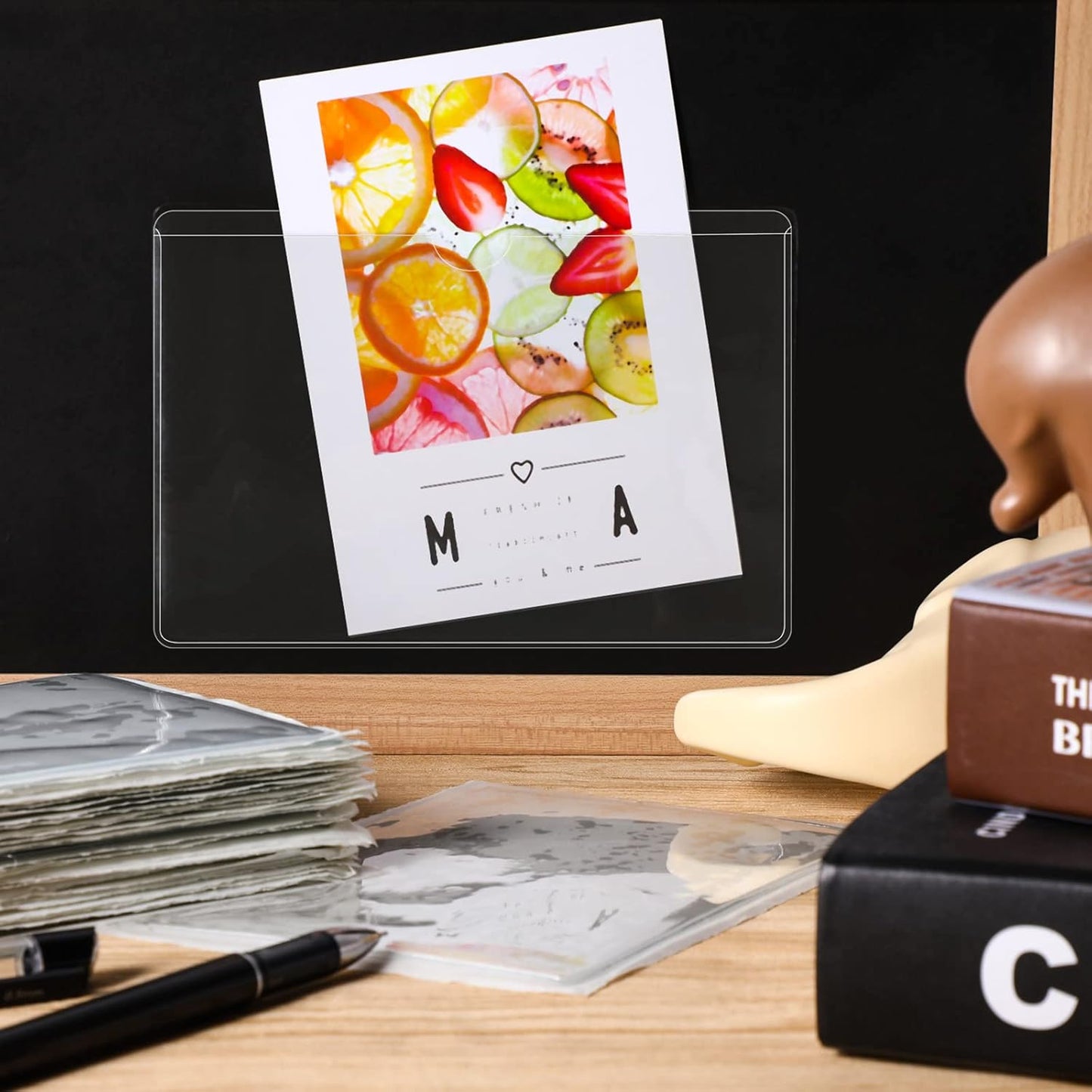 Chinco 30 Pcs Self Adhesive Pockets, Bin Labels for Storage Bins, Clear Pocket Label Sleeves, Plastic Index Card Holder with Top Open for Organizing Bins Box Drawer(5 x 7 Inch)