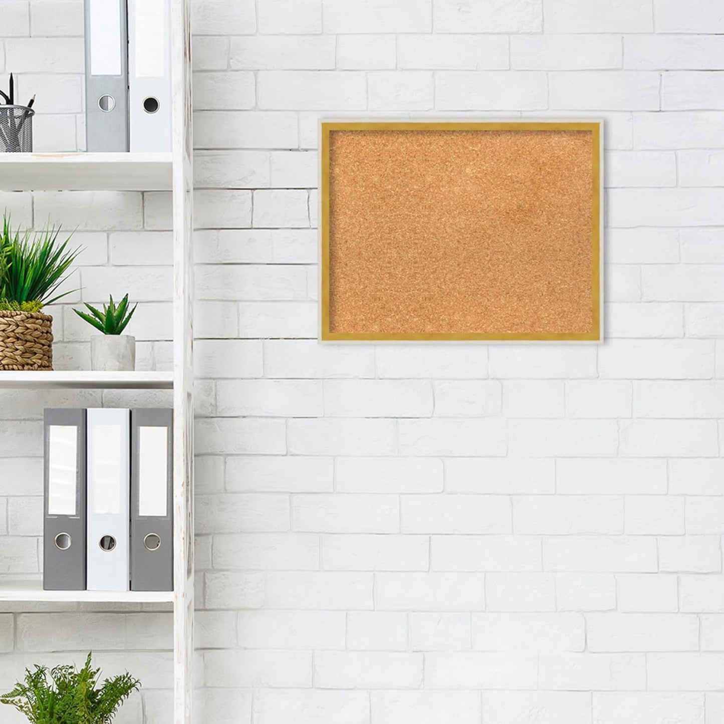 Amanti Art Natural Cork Board for Wall, 15x19 Vision Board with White Frame, Small Corkboard Office Decor for Home Organization, Modern Corkboard Pinboard to Display Items for Home Organization in