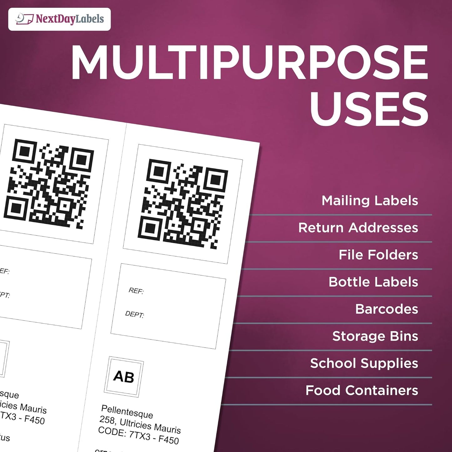 NextDayLabels – 4-1/4" x 11" Rectangular Sticker Labels for Printer - White Laser/Inkjet Printer Labels Return Address Labels Shipping Label Stickers (100 Sheets, 2 Per Sheet, 200 Labels)