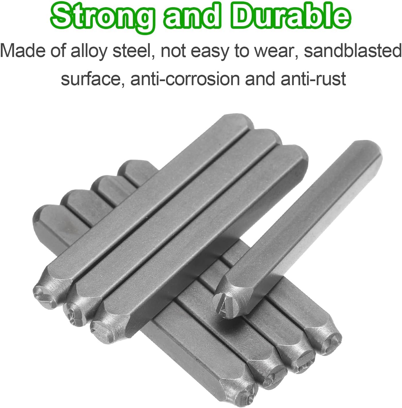 HARFINGTON 36pcs Metal Stamping Kit 3/16" (5mm) Steel Uppercase Letter and Number Punch Set (A-Z / 0-8 / "&" Symbol) Punch Press Tool with Case for Imprinting Metal Plastic Wood Leather