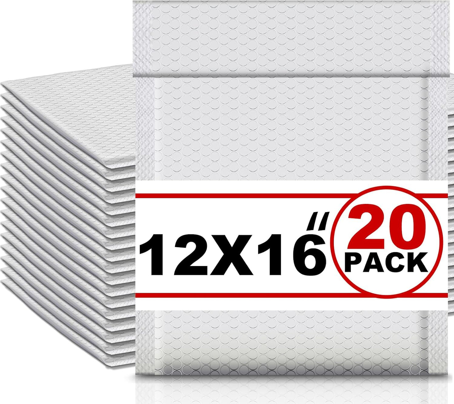 Ireer 20 Pack Large Bubble Mailers 12 x 16" Poly Padded Envelopes Cushioned Mailing Envelopes Bubble Padded Mailers Self Adhesive Waterproof Shipping Bags for Business Christmas Party Gift Packaging