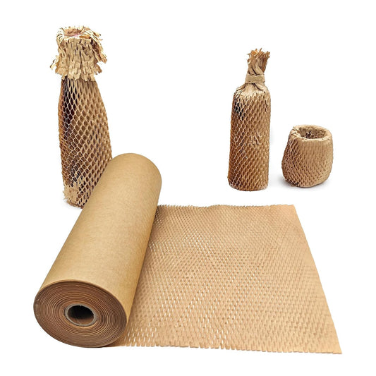 Honeycomb Packing Paper, 12" x 55' Honeycomb Cushioning Wrap Roll for Moving Shipping Packaging Gifts, Recyclable Honeycomb Paper Moving Supplies Bubble Paper Wrapping Protective Roll Khaki