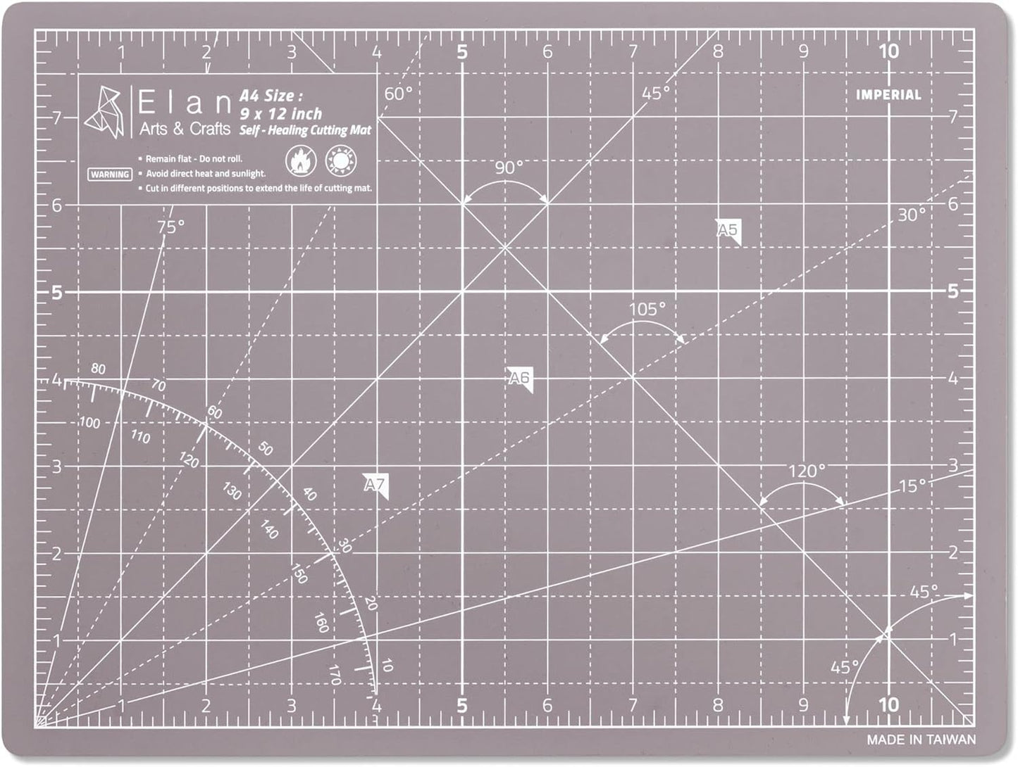 Elan Cutting Mat A4 Black & Taupe, Self Healing Cutting Mat 9x12 Inch, 5-Ply Craft Board Black, Hobby Board for Crafts 9x12 Inch