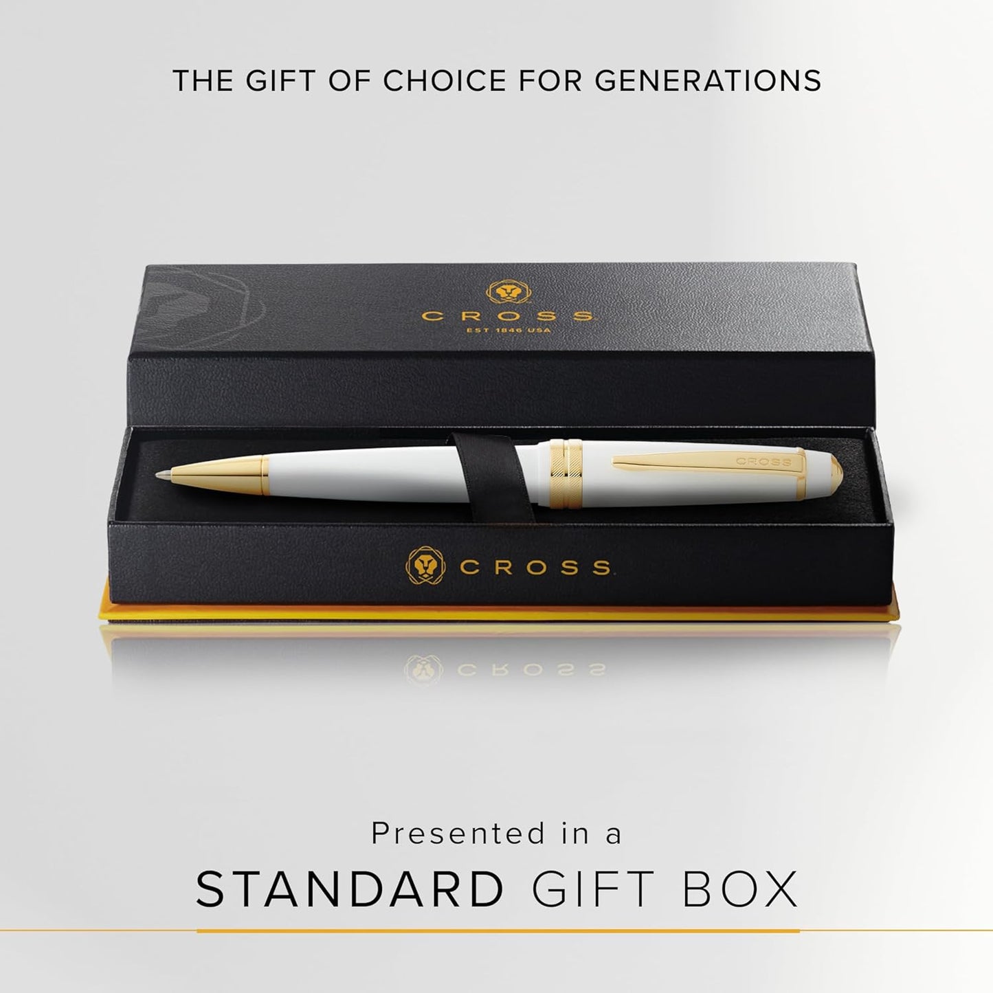 Cross Bailey Light Refillable Ballpoint Pen Presented in a Everyday Gift Box - Medium Point, Black Ink, Polished White