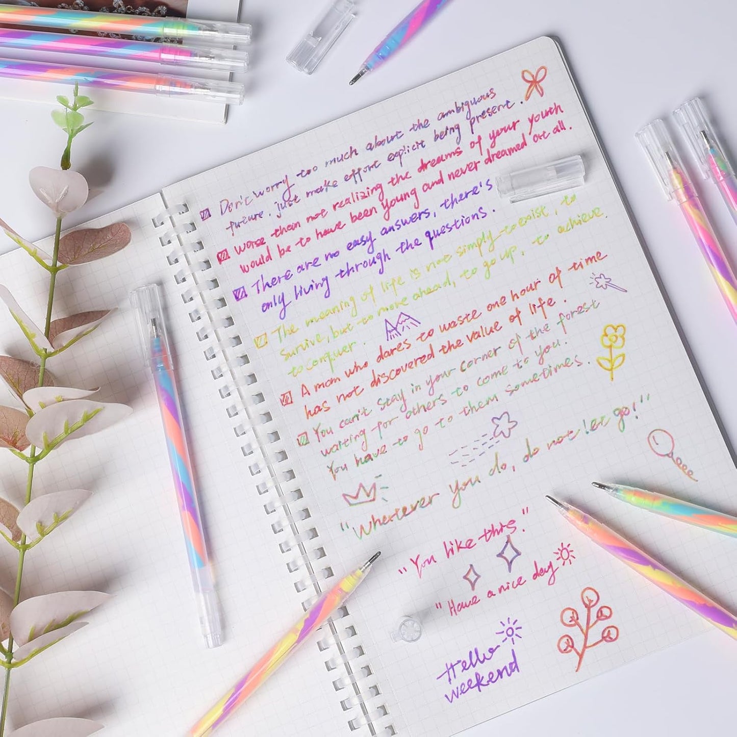 LIULIUCAI 12 Pack Mixing of 3 Colors Rainbow Gel Pens Color Changing Ballpoint Pen Pastel Pens Set for Adults Coloring Books Drawing Doodling Scrapbooking Notes Updated Version