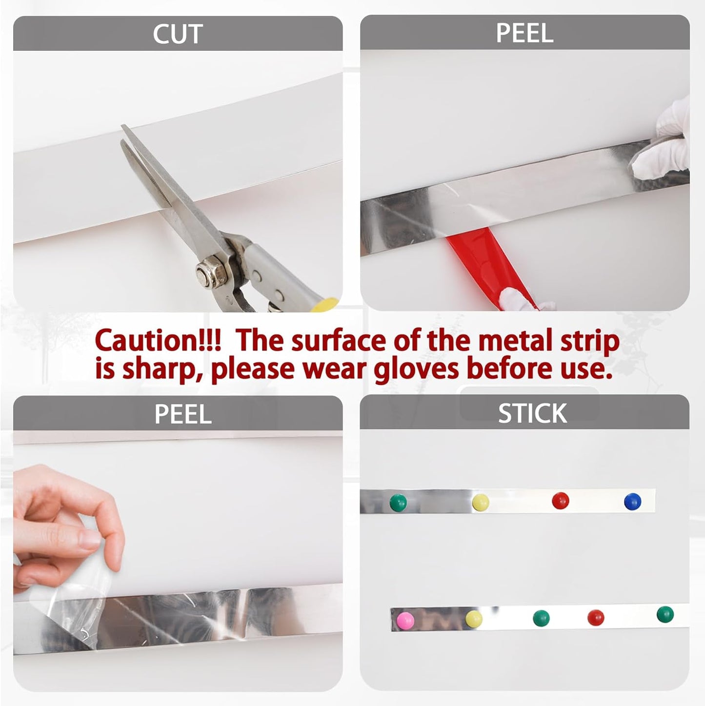 Flexible Self Adhesive Metal Strip for Magnet, Strong Peel and Stick Ferrous Tape Roll for Workshop, Office, School and Home Decoration (Shiny Silver, 16.4ft x 1.6inch)