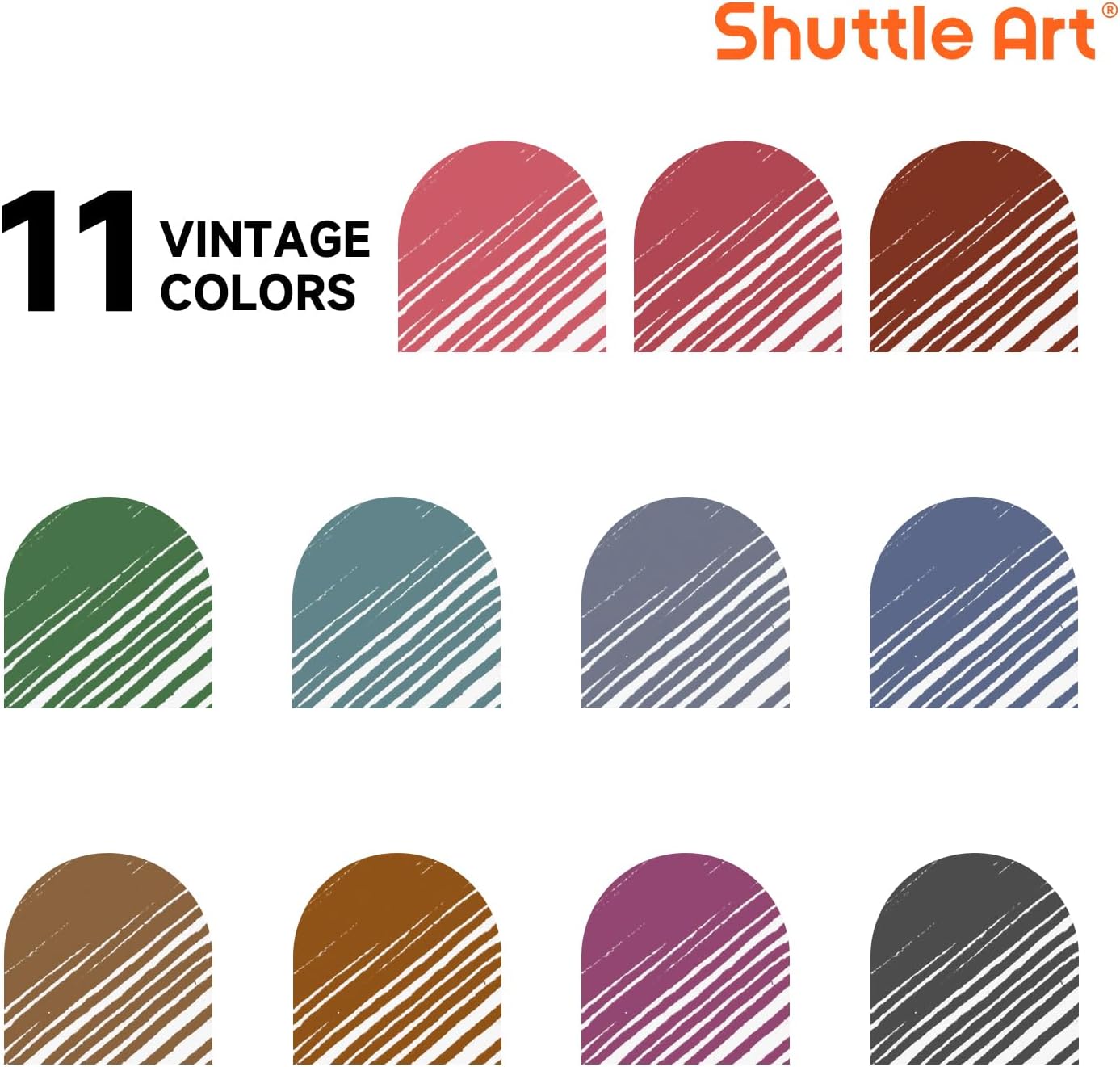 Shuttle Art Colored Retractable Gel Pens, 11 Unique Dark Vintage Ink Colors, Cute Pens 0.7mm Medium Point Quick Drying for Writing Drawing Journaling Note Taking School Office Home