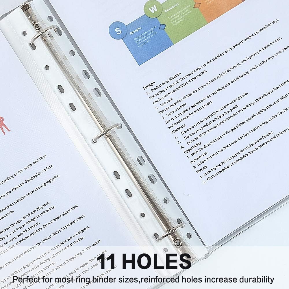 Sheet Protectors, HERKKA 1000 Pack Heavy Duty Clear Plastic Page Protectors Sheet Reinforced 11-Hole Fit for 3 Ring Binder Fits Standard 8.5 x 11 Paper, 9.25 x 11.25 Top Loaded, Acid Free