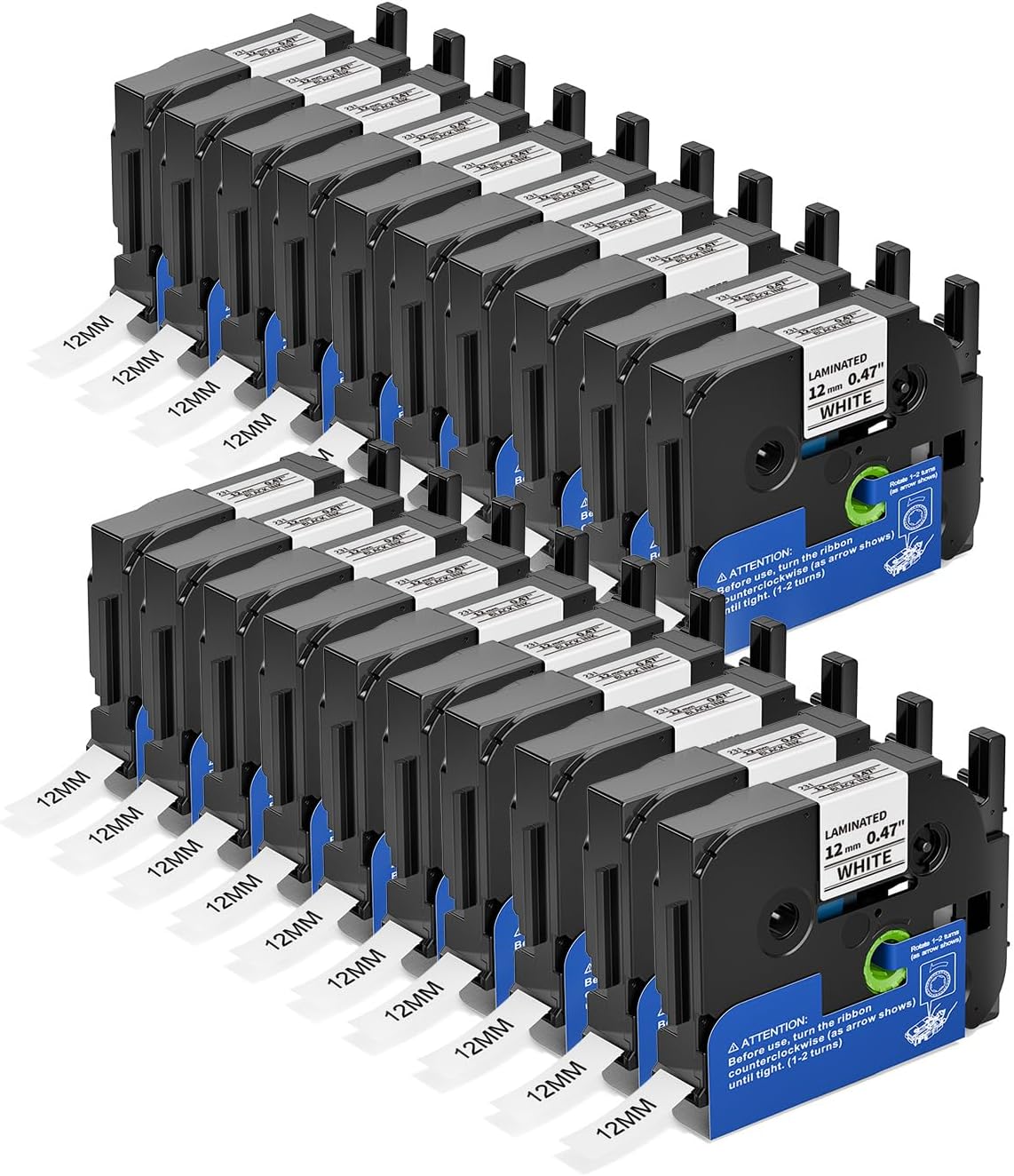 Colorty TZ Tape Compatible with Brother P-Touch Label Tape TZ TZe 12mm 0.47 Laminated White 1/2" Black on White TZe-231 TZE231 for PTH110 D210 D220 D410 D600 1090 1280 1880 2040, 20-Pack